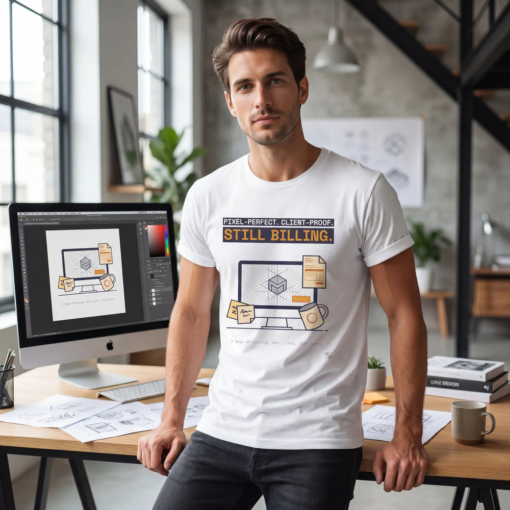 "Still Billing" Funny Graphic Designer T-Shirt | Pixel-Perfect Freelancer Tee