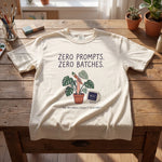 "Zero Prompts. Zero Batches." Funny Anti-AI Artist & Plant Lover Comfort Colors T-Shirt