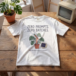 "Zero Prompts. Zero Batches." Funny Anti-AI Artist & Plant Lover Comfort Colors T-Shirt