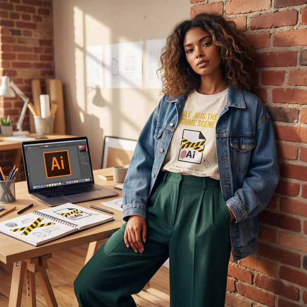 "File .AI Is The Crime Scene" Funny Graphic Designer Comfort Colors 1717 T-Shirt