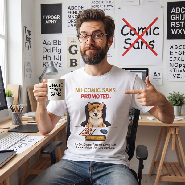"No Comic Sans. Promoted." Funny Corgi Art Director Comfort Colors T-Shirt