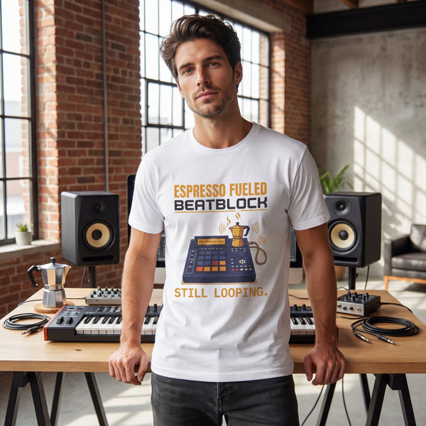 "Espresso Fueled Beatblock" Funny Music Producer & Lo-Fi Beatmaker T-Shirt