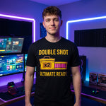 "Double Shot Ultimate Ready" Gamer T-Shirt, Funny Esports Power Up Tee, Premium Bella+Canvas 3001