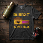 "Double Shot Ultimate Ready" Gamer T-Shirt, Funny Esports Power Up Tee, Premium Bella+Canvas 3001