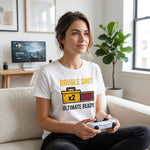 "Double Shot Ultimate Ready" Gamer T-Shirt, Funny Esports Power Up Tee, Premium Bella+Canvas 3001