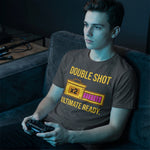 "Double Shot Ultimate Ready" Gamer T-Shirt, Funny Esports Power Up Tee, Premium Bella+Canvas 3001