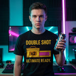 "Double Shot Ultimate Ready" Gamer T-Shirt, Funny Esports Power Up Tee, Premium Bella+Canvas 3001