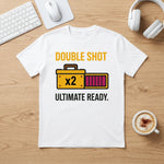 "Double Shot Ultimate Ready" Gamer T-Shirt, Funny Esports Power Up Tee, Premium Bella+Canvas 3001