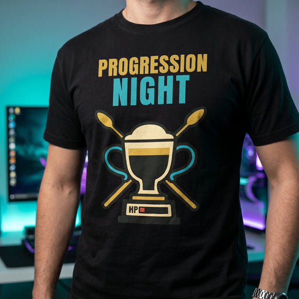 "Progression Night" Gamer Coffee Low HP Comfort Colors T-Shirt, Funny MMORPG Raid Night Tee