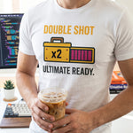 "Double Shot Ultimate Ready" Gamer T-Shirt, Funny Esports Power Up Tee, Premium Bella+Canvas 3001