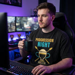 "Progression Night" Gamer Coffee Low HP Comfort Colors T-Shirt, Funny MMORPG Raid Night Tee