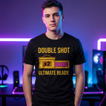"Double Shot Ultimate Ready" Gamer T-Shirt, Funny Esports Power Up Tee, Premium Bella+Canvas 3001