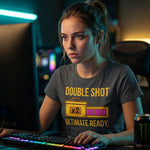 "Double Shot Ultimate Ready" Gamer T-Shirt, Funny Esports Power Up Tee, Premium Bella+Canvas 3001