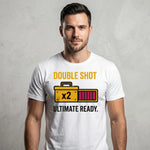 "Double Shot Ultimate Ready" Gamer T-Shirt, Funny Esports Power Up Tee, Premium Bella+Canvas 3001