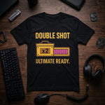 "Double Shot Ultimate Ready" Gamer T-Shirt, Funny Esports Power Up Tee, Premium Bella+Canvas 3001