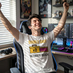 "Double Shot Ultimate Ready" Gamer T-Shirt, Funny Esports Power Up Tee, Premium Bella+Canvas 3001