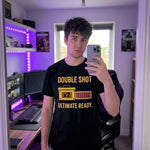 "Double Shot Ultimate Ready" Gamer T-Shirt, Funny Esports Power Up Tee, Premium Bella+Canvas 3001